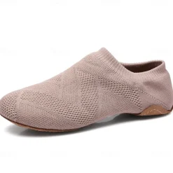 Women's Breathable Knit Jazz Dance Shoes – Lightweight Soft Sole Slip-On Dance Sneakers for Practice & Performance