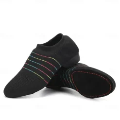 Women's Breathable Knit Jazz Dance Shoes – Lightweight Slip-On Soft Sole Ballroom Sneakers for Latin, Ballet, and Fitness Training