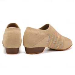 Women's Breathable Knit Jazz Dance Shoes – Lightweight Slip-On Soft Sole Ballroom Sneakers for Latin, Ballet, and Fitness Training