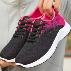 Women's Breathable Knit Running Shoes – Lightweight Lace-Up Sneakers for Walking, Gym & Casual Sports