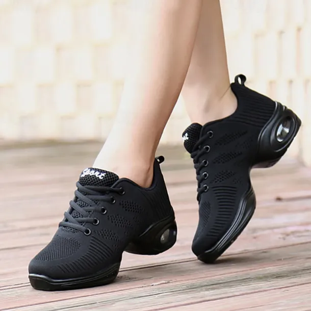Women's Breathable Mesh Dance Sneakers with Lace-Up Design and Air Cushion Soles – Perfect for Zumba, Jazz, and Fitness Workouts