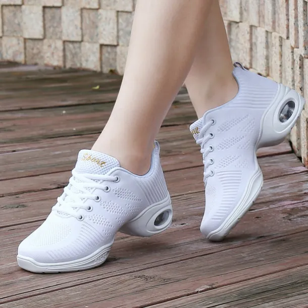 Women's Breathable Mesh Dance Sneakers with Lace-Up Design and Air Cushion Soles – Perfect for Zumba, Jazz, and Fitness Workouts