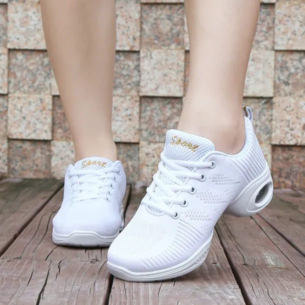 Women's Breathable Mesh Dance Sneakers with Lace-Up Design and Air Cushion Soles – Perfect for Zumba, Jazz, and Fitness Workouts