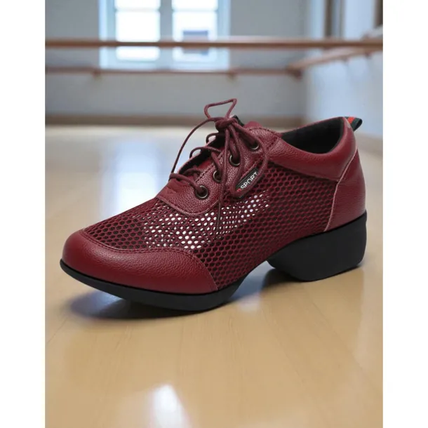 Women's Breathable Mesh Jazz Dance Sneakers - Lightweight Lace-Up Shoes for Professional Practice and Performance