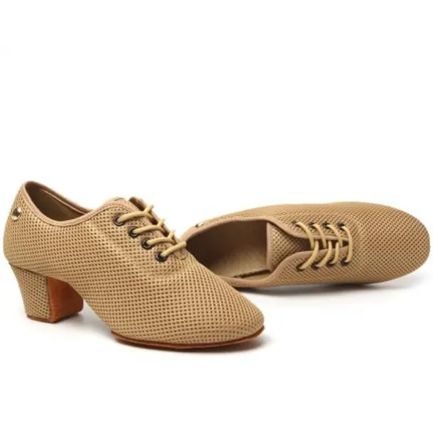 Women's Breathable Mesh Jazz Dance Shoes with Lace-Up Design and Comfortable Heeled Sole for Ballroom and Practice Sessions