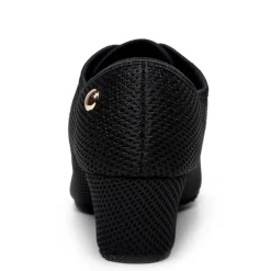 Women's Breathable Mesh Jazz Dance Shoes with Lace-Up Design and Comfortable Heeled Sole for Ballroom and Practice Sessions