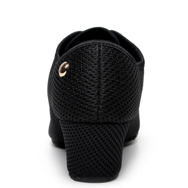 Women's Breathable Mesh Jazz Dance Shoes with Lace-Up Design and Comfortable Heeled Sole for Ballroom and Practice Sessions