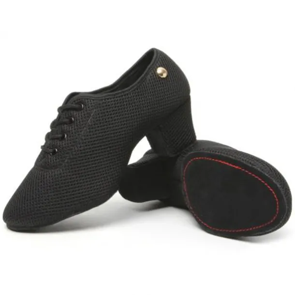 Women's Breathable Mesh Jazz Dance Shoes with Lace-Up Design and Comfortable Heeled Sole for Ballroom and Practice Sessions