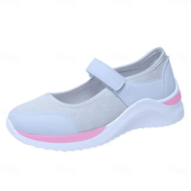 Women's Breathable Mesh Mary Jane Sneakers with Velcro Strap – Lightweight Casual Walking Shoes