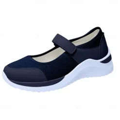 Women's Breathable Mesh Mary Jane Sneakers with Velcro Strap – Lightweight Casual Walking Shoes