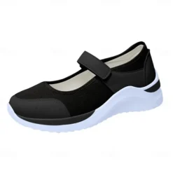 Women's Breathable Mesh Mary Jane Sneakers with Velcro Strap – Lightweight Casual Walking Shoes
