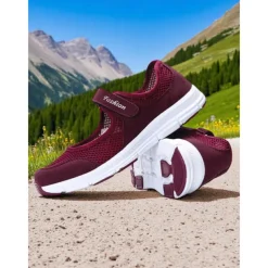 Women's Breathable Mesh Walking Shoes with Magic Tape Strap – Lightweight Athletic Flats, Great for Outdoor Fitness, Travel Hikes, Casual Errands & Active Lifestyles