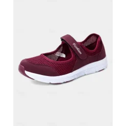 Women's Breathable Mesh Walking Shoes with Magic Tape Strap – Lightweight Athletic Flats, Great for Outdoor Fitness, Travel Hikes, Casual Errands & Active Lifestyles