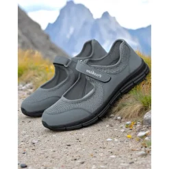 Women's Breathable Mesh Walking Shoes with Magic Tape Strap – Lightweight Athletic Flats, Great for Outdoor Fitness, Travel Hikes, Casual Errands & Active Lifestyles