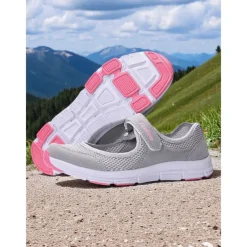 Women's Breathable Mesh Walking Shoes with Magic Tape Strap – Lightweight Athletic Flats, Great for Outdoor Fitness, Travel Hikes, Casual Errands & Active Lifestyles