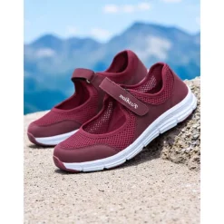 Women's Breathable Mesh Walking Shoes with Magic Tape Strap – Lightweight Athletic Flats, Great for Outdoor Fitness, Travel Hikes, Casual Errands & Active Lifestyles