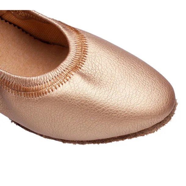 Women's Bronze Faux Leather Mary Jane Dance Shoes with Mid-Heel and Adjustable Buckle - Ideal for Ballroom and Latin Performances