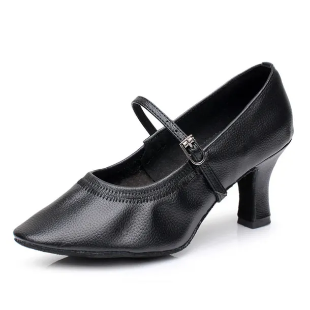 Women's Bronze Faux Leather Mary Jane Dance Shoes with Mid-Heel and Adjustable Buckle - Ideal for Ballroom and Latin Performances