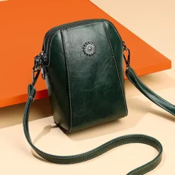 Women's Brown Faux Leather Crossbody Bag – Stylish Sunflower Design with Adjustable Strap for Daily Use, Travel & Casual Outings