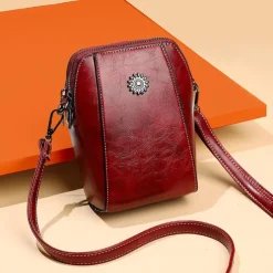 Women's Brown Faux Leather Crossbody Bag – Stylish Sunflower Design with Adjustable Strap for Daily Use, Travel & Casual Outings