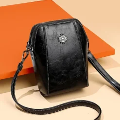 Women's Brown Faux Leather Crossbody Bag – Stylish Sunflower Design with Adjustable Strap for Daily Use, Travel & Casual Outings