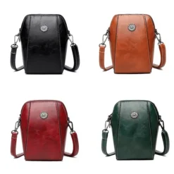 Women's Brown Faux Leather Crossbody Bag – Stylish Sunflower Design with Adjustable Strap for Daily Use, Travel & Casual Outings