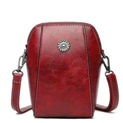 Women's Brown Faux Leather Crossbody Bag – Stylish Sunflower Design with Adjustable Strap for Daily Use, Travel & Casual Outings