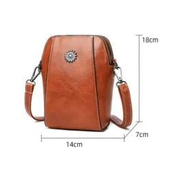 Women's Brown Faux Leather Crossbody Bag – Stylish Sunflower Design with Adjustable Strap for Daily Use, Travel & Casual Outings