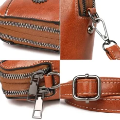 Women's Brown Faux Leather Crossbody Bag – Stylish Sunflower Design with Adjustable Strap for Daily Use, Travel & Casual Outings