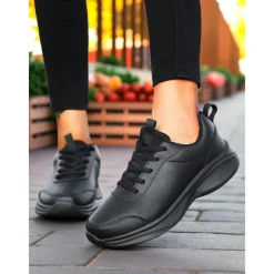 Women's Brown Faux Leather Sneakers – Comfortable Everyday Walking Shoes for Commuting, Shopping & Light Sports