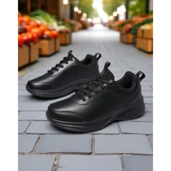 Women's Brown Faux Leather Sneakers – Comfortable Everyday Walking Shoes for Commuting, Shopping & Light Sports