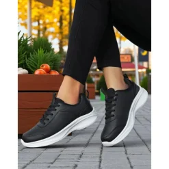 Women's Brown Faux Leather Sneakers – Comfortable Everyday Walking Shoes for Commuting, Shopping & Light Sports