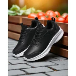 Women's Brown Faux Leather Sneakers – Comfortable Everyday Walking Shoes for Commuting, Shopping & Light Sports