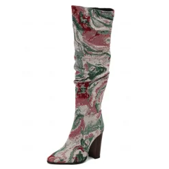 Women's Brown Over The Knee Slouchy Boots - Chunky Heel, Pointed Toe, Stylish Casual Fall and Winter Footwear