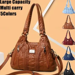 Women's Brown Quilted Faux Leather Handbag – Stylish Zippered Tote with Braided Detailing & Adjustable Strap for Work, Travel & Casual Outings