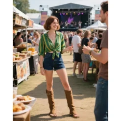 Women's Brown Suede Gladiator Toe Ring Boots – Flat Sole, Adjustable Buckle, Boho Style for Summer Road Trips