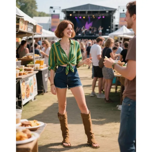 Women's Brown Suede Gladiator Toe Ring Boots – Flat Sole, Adjustable Buckle, Boho Style for Summer Road Trips