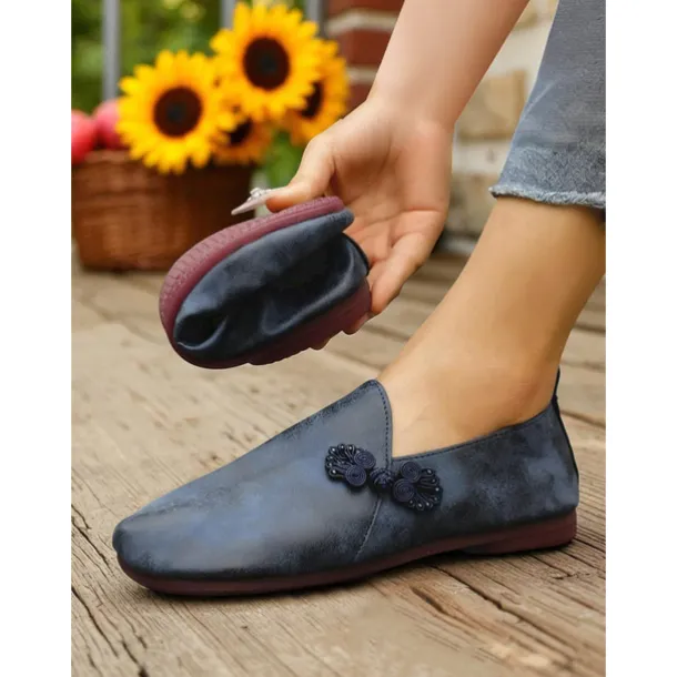 Women's Brown Wide Toe Vintage Loafers with Bowknot – Soft Flexible Slip-On Casual Shoes for Travel, Weekend Shopping and Outdoor Relaxation