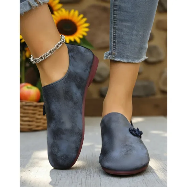 Women's Brown Wide Toe Vintage Loafers with Bowknot – Soft Flexible Slip-On Casual Shoes for Travel, Weekend Shopping and Outdoor Relaxation