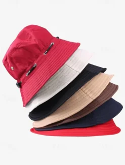Women's Bucket Hat with Adjustable Drawstring Decoration – Stylish Lightweight Cap for Outdoor Activities, Travel, And Everyday Wear, Available in Multiple Colors