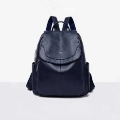 Women's Burgundy Faux Leather Backpack with Flap Closure & Multiple Compartments - Stylish Everyday, Work & Travel Bag