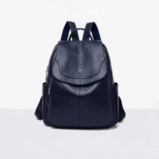 Women's Burgundy Faux Leather Backpack with Flap Closure & Multiple Compartments - Stylish Everyday, Work & Travel Bag