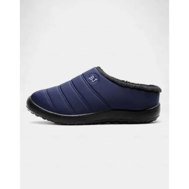 Women's Burgundy Waterproof Winter Slip-On Shoes – Warm Fur-Lined Anti-Slip Mules for Snowy Days, Outdoor Errands and Casual Daily Wear