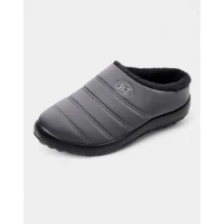 Women's Burgundy Waterproof Winter Slip-On Shoes – Warm Fur-Lined Anti-Slip Mules for Snowy Days, Outdoor Errands and Casual Daily Wear