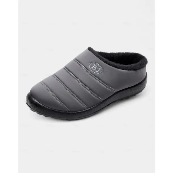 Women's Burgundy Waterproof Winter Slip-On Shoes – Warm Fur-Lined Anti-Slip Mules for Snowy Days, Outdoor Errands and Casual Daily Wear