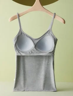 Women's Camisole Tank Top Adjustable Spaghetti Strap Pastel Pink Cream White Solid Color Basic Layering Spring Summer Casual Comfort Fit Clothing Apparel