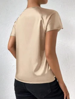 Women's Camisole Tank Top Solid Color Elegant Stylish Short Sleeve V Neck Regular Tops Wedding Guest Work Black Pink Navy Blue Green Khaki Summer Spring