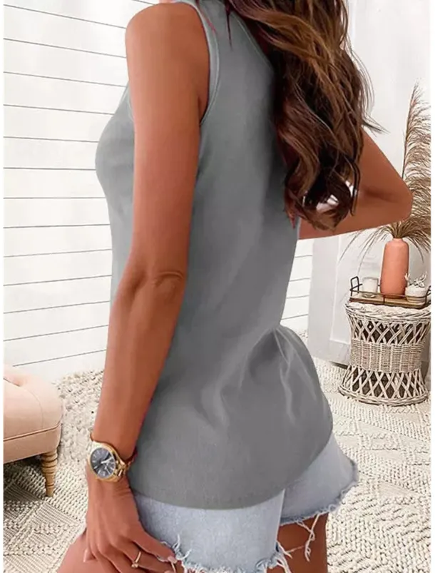 Women's Camisole Tank Top Plain Basic Sleeveless U Neck Regular Tops Casual Black White Pink Blue Khaki