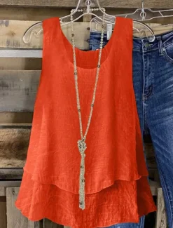 Women's Camisole Tank Top Floral Stylish Basic Sleeveless U Neck Regular Tops Daily Layered Orange Beige Summer