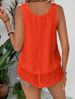 Women's Camisole Tank Top Floral Stylish Basic Sleeveless U Neck Regular Tops Daily Layered Orange Beige Summer